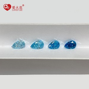 4K synthetic cz stone dark blue crushed ice cut pear cut cubic zirconia stone