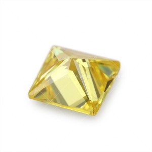 5A golden yellow square shape princess cut cubic zirconia