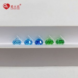 ice crushed cut loose cz stones round shape light blue grass green cubic zirconia synthetic gemstone