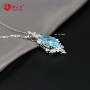 Fine jewelry gold plated water drop ice cut cz 925 silver charm pendant