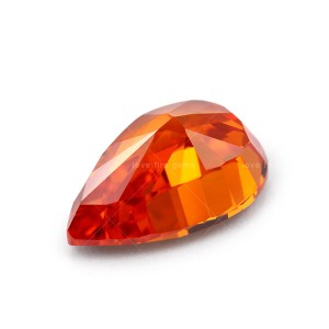 4K ice crushed cut vivid orange cz stone pear shape cubic zirconia loose gemstone