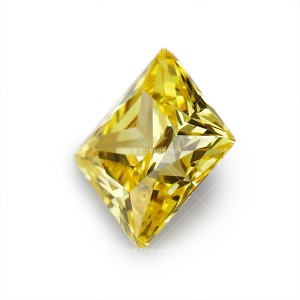 5A golden yellow square shape princess cut cubic zirconia