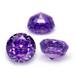 4K crushed ice cut fancy round cutting cz purple orchid color loose synthetic gemstone cubic zirconia