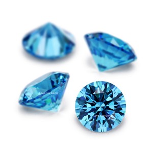 5a grade cz round star brilliant cut aquamarine blue cubic zirconia stones