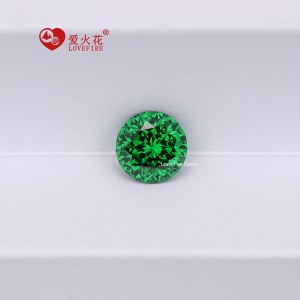 Artificial cz 108 faceted cut round shape tsavorite color loose cubic zirconia gemstones