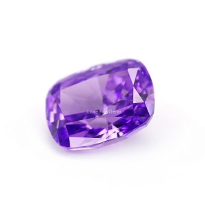 4K series crushed ice cut purple orchid long cushion cz synthetic cubic zirconia