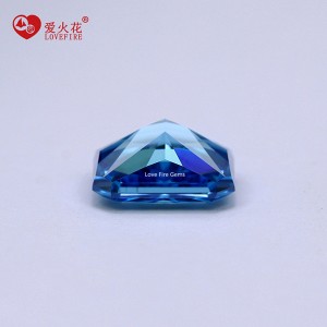 artificial gemstones blue colorful 5a+ grade 4k crushed ice octagon cut cz stones
