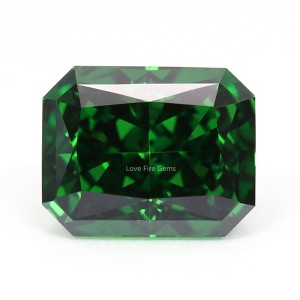 Aaaaa+ grade 4K crushed ice cut cz stones octangle cut green color cubic zirconia