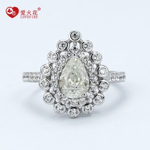 custom jewelry women fashion G white Water Drop 925 silver ring