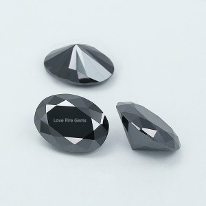 Wuzhou factory vvs lab created black diamond oval cut loose moissanite