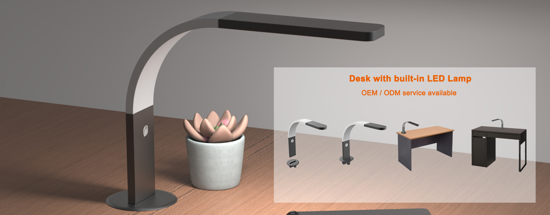 Desk with built-in LED lamp