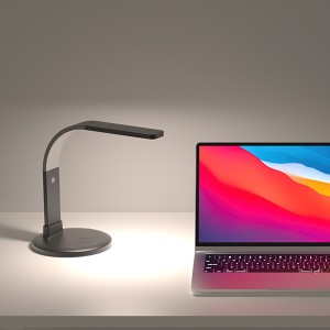 Ultra Thin Adjustable Modern Desk Lamp with QI Wireless Phone Charger USB Charging Port 1000mAh Rechargeable Eye Caring Table Lamp