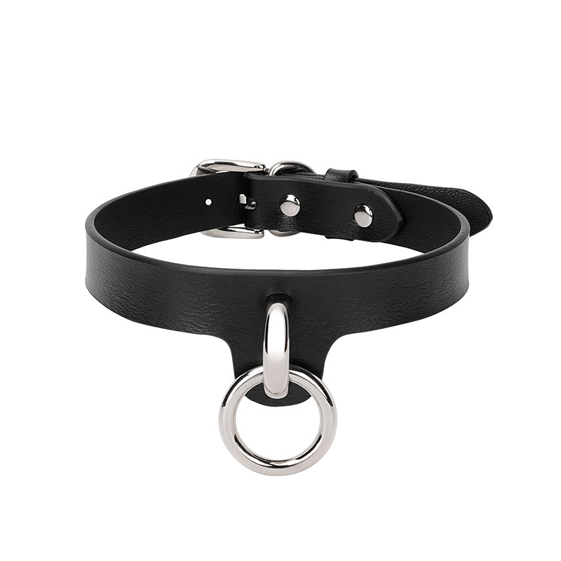 Classic Adjustable Thin Leather Choker Collar for Woman