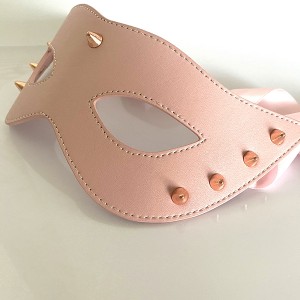 Loverpetish Pink Riveted Fox Leather Eye Mask LF016