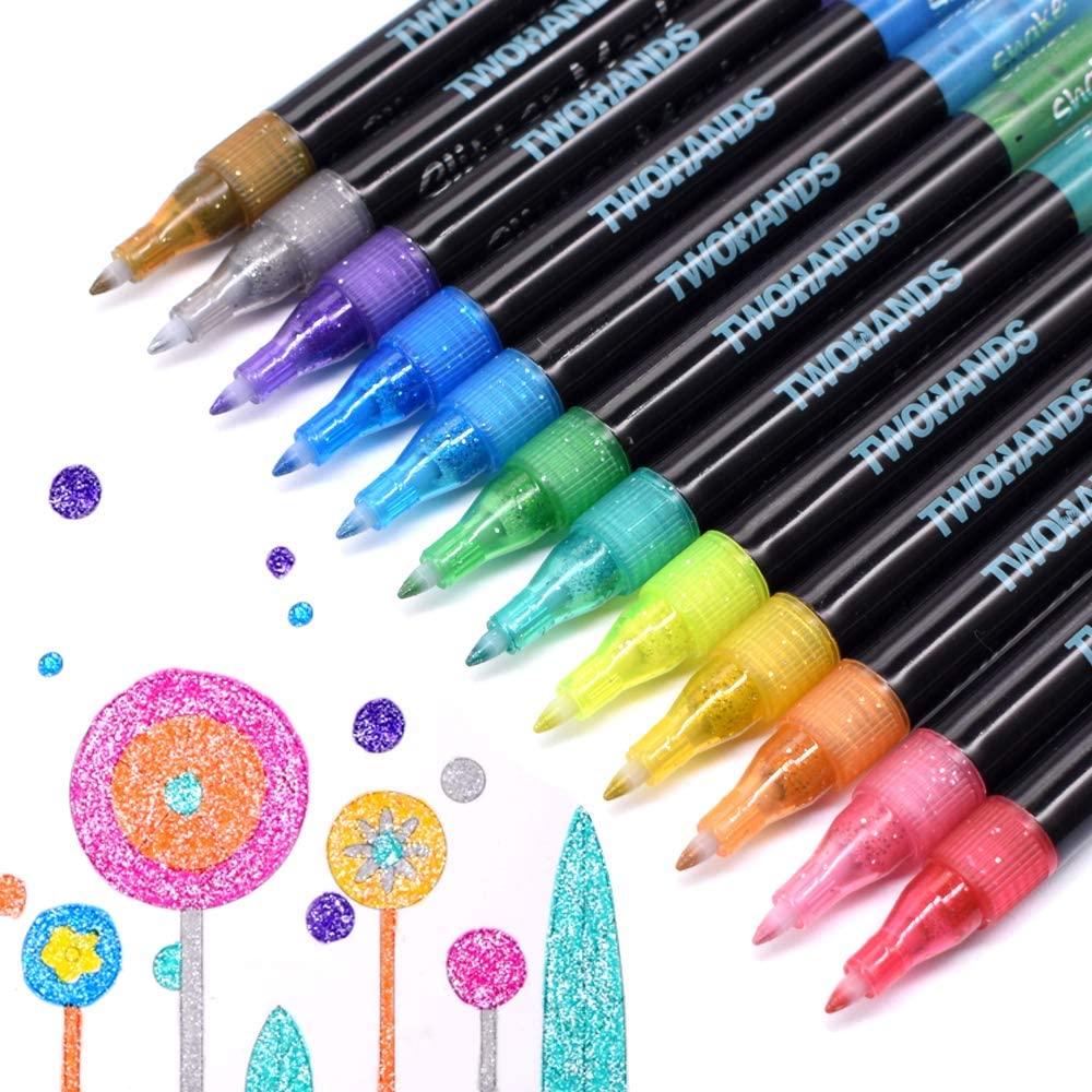 TWOHANDS Glitter Paint Markers,12 Colors,20109 Featured Image
