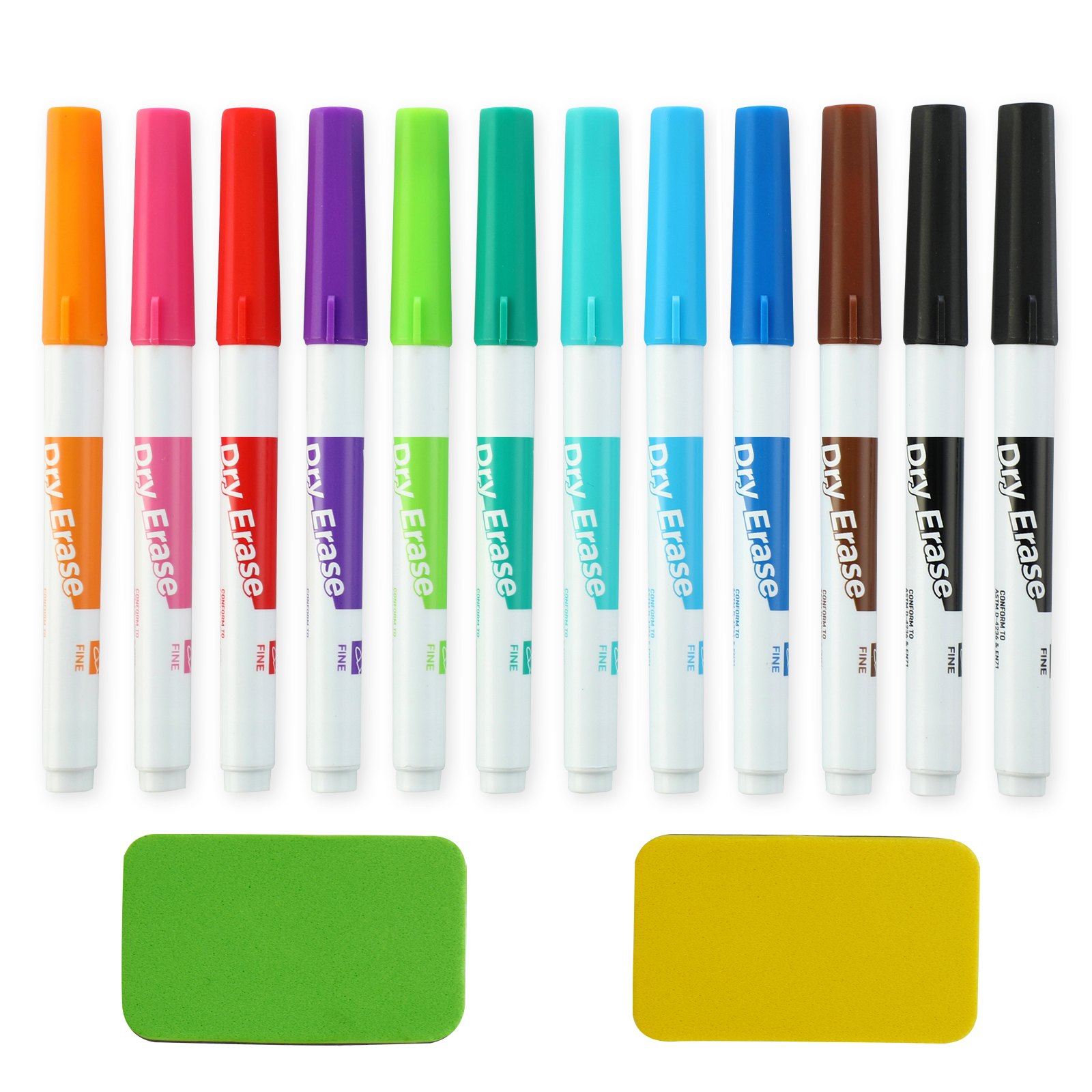 TWOHANDS Dry Erase Markers with 2 Eraser, 11 Colors,20512 Featured Image