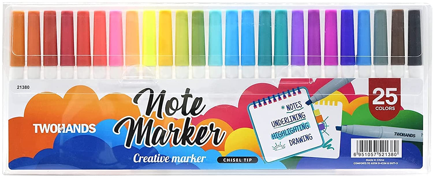 Wholesale TWOHANDS Note Marker Highlighter, 25 Pastel Colors,21380