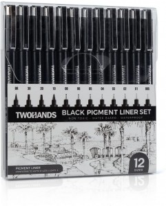 TWOHANDS Micro Pens,12 Black,20413