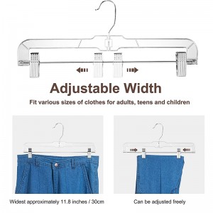 12 Pack 14 inch Clear Plastic Skirt Hangers with Adjustable Clips