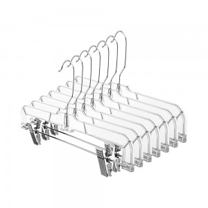 12 Pack 14 inch Clear Plastic Skirt Hangers with Adjustable Clips