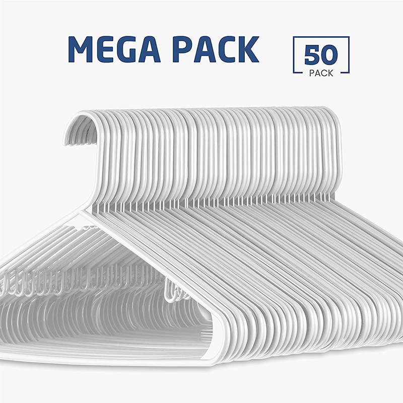White 100 Pack, Plastic Notched Space Saving Tubular Standard Size Adult  Clothing Non-Slip Hangers Ideal for Everyday Use Dress, Pants and Coats etc  