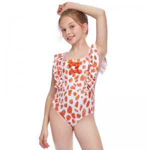 Girls One Piece Swimsuit 2022 Summer Classical British Style Bathing Suit Kid Swimwear Bow Bikini With Hair Tie