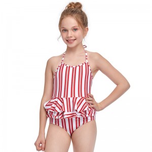Kids Baby Girl Bikini Ruffle Swimwear Bathing Suit Bikini One Pieces Girl’s Stripe Swimsuit Princess Frill Skirt Beachwear