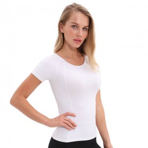 Short Sleeve T-Shirt For Fitness Gym Top Nylon Solid Mesh Breathable Slim Sport Female Yoga Shirts Running Woman Workout Tops