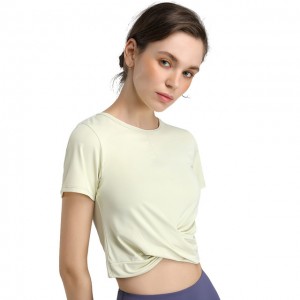 Yoga Shirts Plus Size S-XL Polyester Stretch Sports Wear For Women Gym Crop Top Fitness Jogging Workout Short Sleeve T-shirt