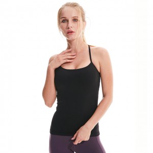 Fitness Top For Women Workout Top Nylon Solid Yoga Shirt Jogging Female Gym Top Underwear Padded Sport Sleeveless Shirt