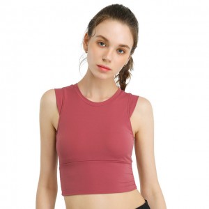 Sports Vest Crop Top For Women Gym Nylon Stretch Padded Yoga Underwear Running Bodybuilding Workout Fitness Sleeveless Shirts