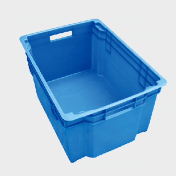 Big plastic nested and stacked storage boxes and bins