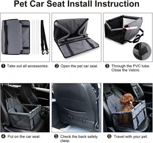 Car Seat Puppy Portable Pet Booster Car Seat with Clip-On Safety Leash and PVC Support Pipe, Anti-Collapse,Perfect for Small Pets AC102