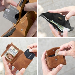 Homem de carteira de couro de moeda de cartão de crédito personalizado