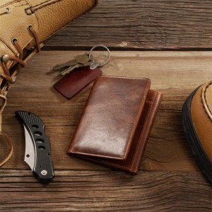 Portefeuille en cuir bloquant RFID pour hommes avec portefeuille extérieur d'identification