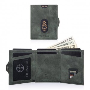 LIXUE TONGYE Leather Customized Green Wallet Unisex Wallet