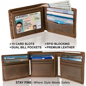 LIXUE YONGYE අමතර ධාරිතාව පිරිමි RFID Wallet Leather Genuine
