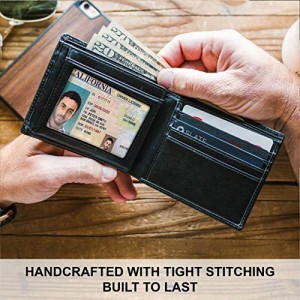 LIXUE TONGYE Men's RFID Tri-fold Wallet Leather Wallets