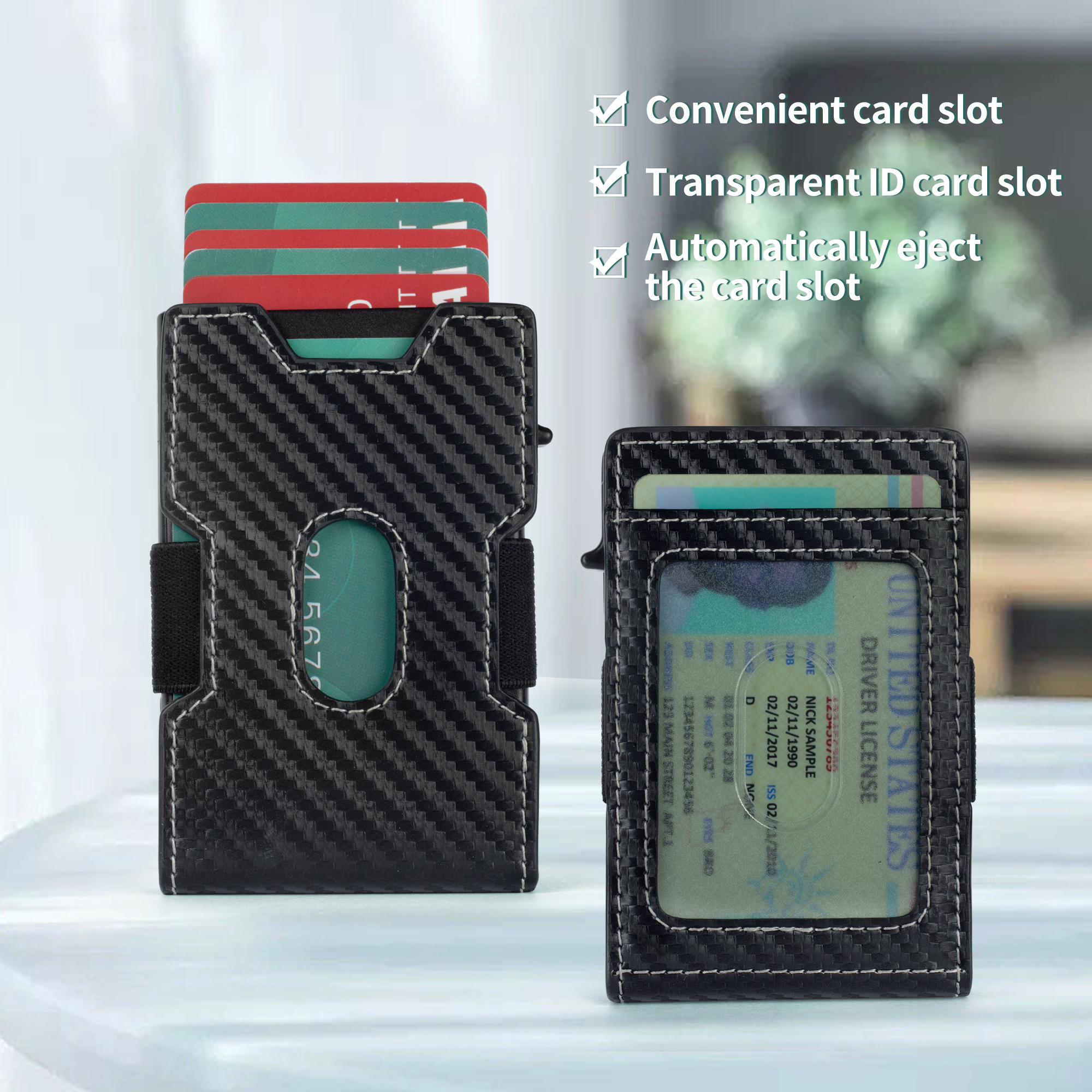 porta-tarxeta de crédito carteira de coiro real
