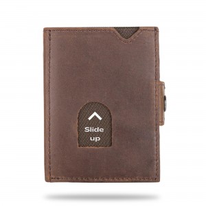 စစ်မှန်သော Leather Bifold Wallet အကြွေစေ့ပိုက်ဆံအိတ်