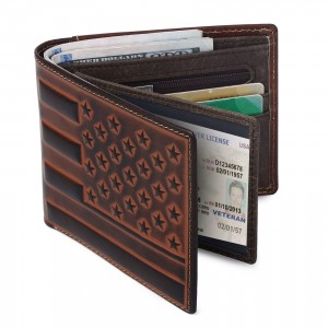Full Grain Leather Short Bifold Wallet Cowhide Genuine Leather Wallet