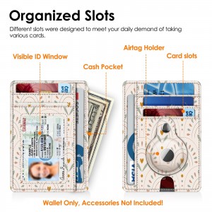 Porte-cartes pour femmes à motif de portefeuille AirTag personnalisé
