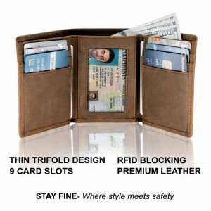 محفظة جلدية مخصصة للرجال محفظة RFID ثلاثية الطي ذات سعة كبيرة للغاية