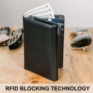 LIXUE TONGYE lederen drievoudige portemonnee RFID-maskerende portemonnee voor heren