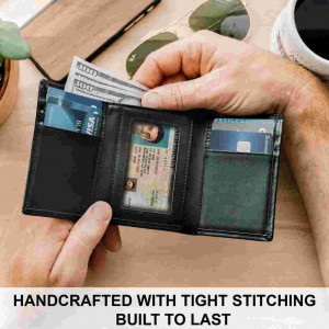 LIXUE TONGYE Leather Tri-Fold Wallet Men's RFID Masking Wallet