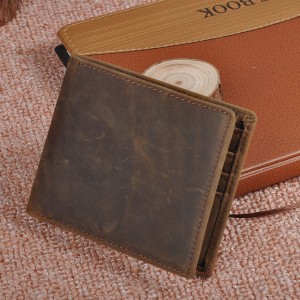 Minimalist Brown Gason Bous Valiz Otantik Leather Wallet Pou Gason