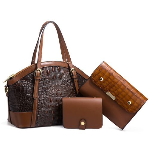Novo conjunto de três peças de bolsa feminina de couro, personalização personalizada esperando por você