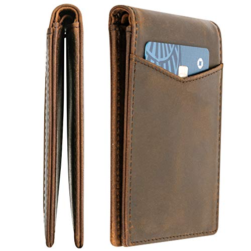 LIXUE TONGYE Men's RFID Trifold Wallet Men's Money Clip Leather
