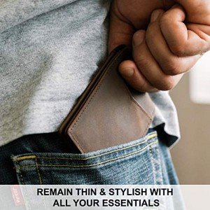 LIXUE TONGYE Men's RFID Trifold Wallet Men's Money Clip Leather