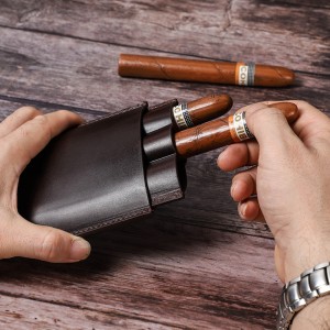 Mini Portable Customized Custom Promotion Gift Luxury Travel 3 Finger Humidors Cigarette Case